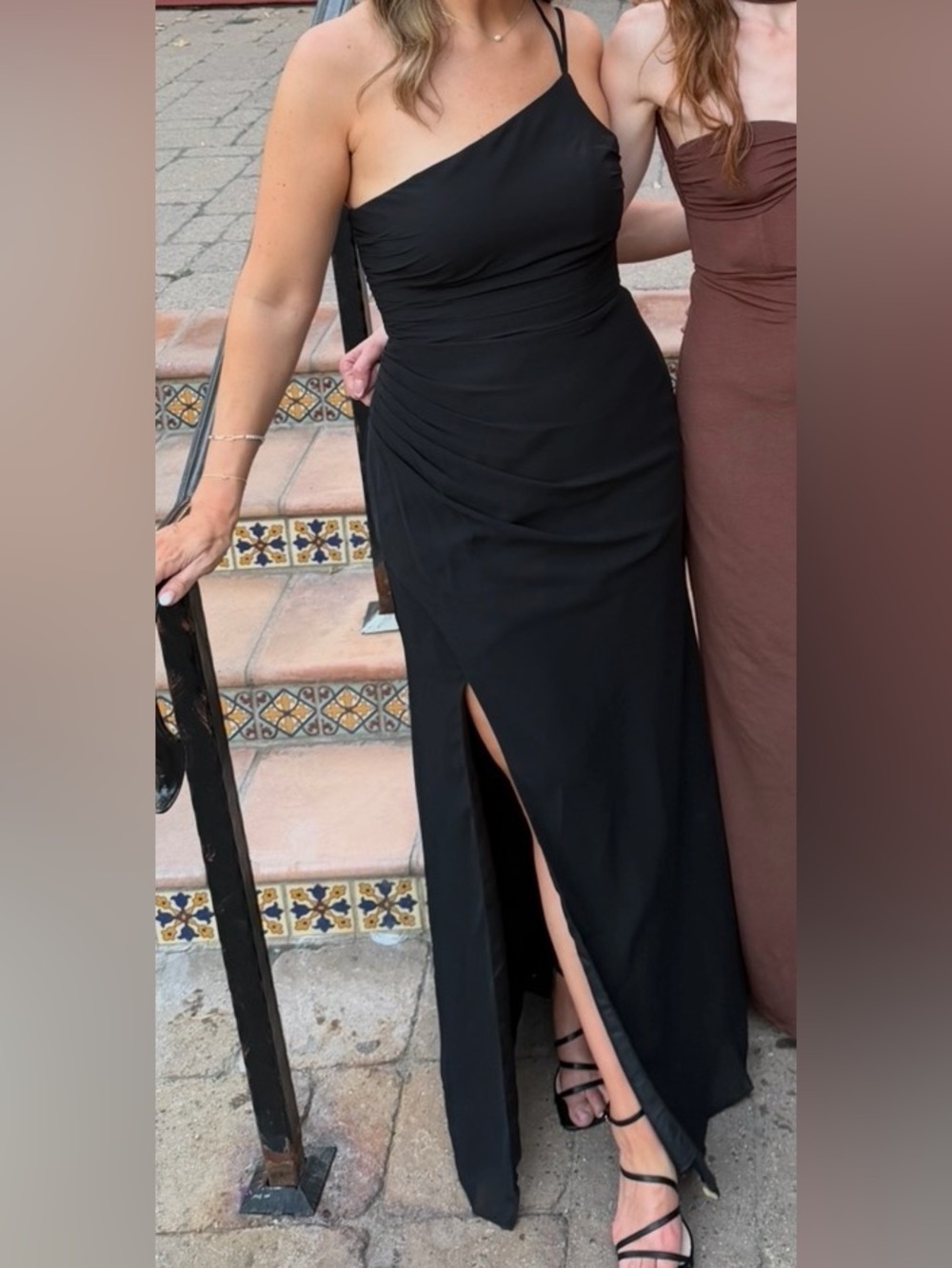AZAZIE Eren - One Shoulder Chiffon Maxi Dress with Front Slit